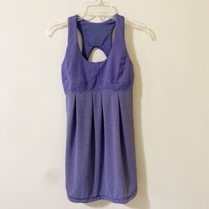 Lululemon Size 4 Shelf Bra Cinched Waist Cut Out Back Purple Workout Tank